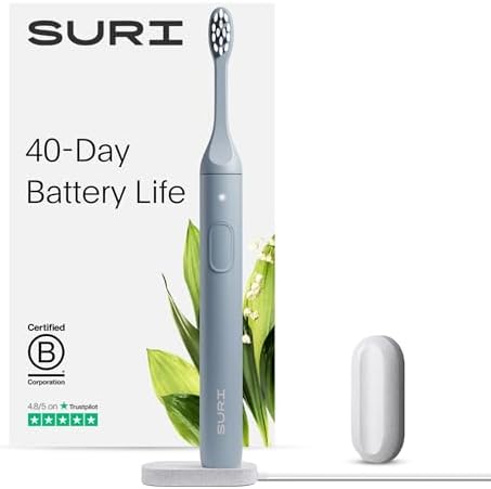 Sonic Electric Toothbrush | 40+ Day Battery | Designed in California | Sustainable Electric Toothbrush for Adults | Travel Toothbrushes | Tooth Brush |Blue