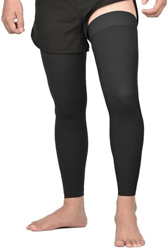 KEKING Full Leg Compression Sleeves, Unisex, Thigh High Compression Stocking 20-30mmHg Graduated Support for Thigh Calf Knee, Running, Basketball, Reduce Varicose Veins and Swelling, All Black 3XL