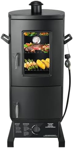 Propane Smoker, Vertical Smoker with Three Removable Shelves,Outdoor Grills & Smokers with Thermometer for BBQ, Backyard,Black…