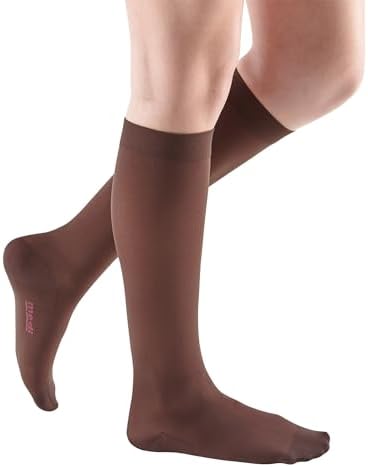 mediven Comfort for Women, 15-20 mmHg – Closed Toe Leg Circulation, Knee High Compression Stockings for Women, Semi-Transparent Leg Support Compression Hosiery , II-Petite, Chocolate