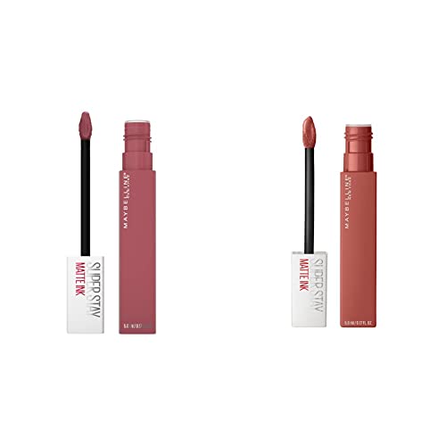 MAYBELLINE Super Stay Matte Ink Liquid Lipstick Makeup Long Lasting High Impact Color Up to 16H Wear Self-Starter Light Red and Ringleader Mauve Pink