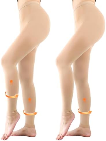 2 Pairs 20-30mmHg Compression Pantyhose for Women, Medical Graduated Compression Stockings Leggings Footless Support Compression Tights for Varicose Veins, Swelling, Edema