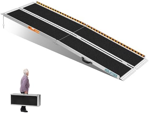 Wheelchair Ramp 7ft, Non-Skid Aluminum Folding Ramps for Wheelchairs for Home Steps, 800 LBS Capacity Handicap Wheel Chair Ramp for Doorway, Homes, Threshold, Entry, Stairs 84" Lx 29.2" Wx2H