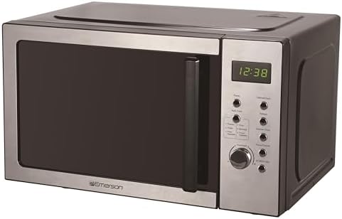 Emerson MW9005SS Compact Countertop Microwave Oven with Button Control, LED Display, 900W 5 Power Levels, 6 Auto Menus, Glass Turntable and Child Safe Lock, 0.9 Cu. Ft, Stainless Steel