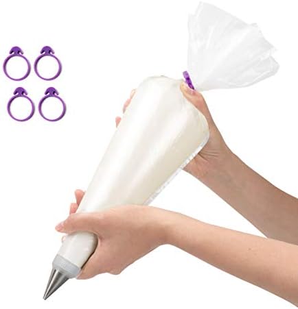 100 Pack Pastry Bags Thickened 18 inch Disposable Decorating Icing Piping Bags with 4 Icing Bag Ties, Extra Thick Anti-Burst Piping Bags for Cookie/Cake Decorating Supplies