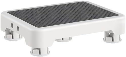 Ronlap One Step Stools for Adults, Portable Safety Step Platform for Seniors Small Plastic Bedside Step Stool Mobility Wide Step Stools Elderly Assistance for Shower Bed Car Stair Outdoor, White-Black