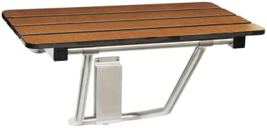 Seachrome 32-inch x 15-inch in ADA Folding Wall Mount Bathroom Shower Seat Bench, Teak Phenolic Seat