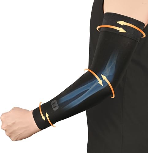 MGANG Lymphedema Compression Arm Sleeve for Women Men, Opaque, 15-20 mmHg Compression Full Arm Support with Silicone Band, Relieve Swelling, Edema, Post Surgery Recovery, Single Black XXL