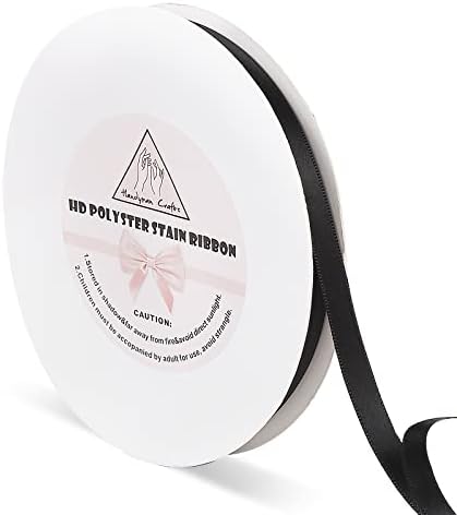 3/8" Black Double Faced Satin Ribbons 50 Yards HD Polyester Stain Ribbon,for Wedding Gift Wrapping, Florist,Flowers,Arts and Crafts,Balloons,Holidays,Christmas,Birthdays,Bow Making