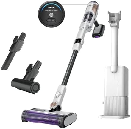 Shark IW3615 Detect Pro Cordless Stick Vacuum with HEPA Auto-Empty System, Flexible Wand, Portable Handheld Attachment, Ideal for Household Pet Hair, 60 Minute Runtime, White/Beats Brass (Renewed)