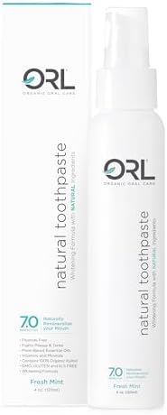 ORL Fluoride-Free, Natural Hydroxyapatite Toothpaste with Organic Xylitol. Helps Strengthen Teeth, Prevent Cavities, Non-Toxic Ingredients. Natural Fresh Mint Flavor 4 oz. Made is USA