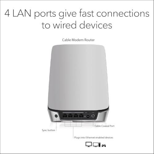 NETGEAR Orbi WiFi 6 Router with DOCSIS 3.1 Built-in Cable Modem (CBR750) – Cable Modem Router | Covers up to 2,500 sq. ft. 40+ Devices | AX4200 (Up to 4.2Gbps)