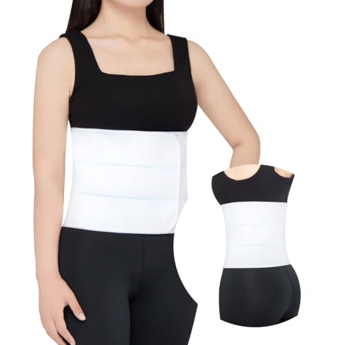 Abdominal Binder Post Surgery Compression Support | Stomach Wrap Belly Band for Hernia Tummy Tuck | Soft, Latex-free, Breathable - (45" - 60") 3 Panel - 9" High