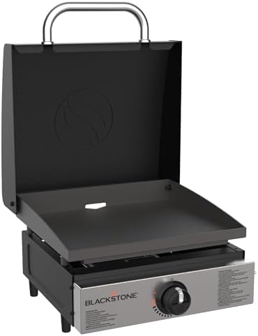 Blackstone 1814 Stainless Steel Propane Gas Portable, Flat Top Griddle Frill Station for Kitchen, Camping, Outdoor, Tailgating, Tabletop, Countertop – Heavy Duty & 12, 000 BTUs, 17 Inch, Black