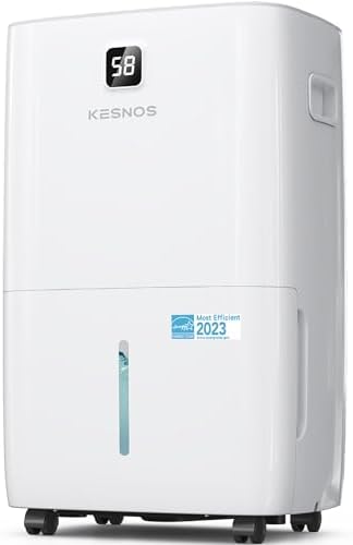 Kesnos 150 Pints Energy Star Dehumidifier for Home & Basement with Drain Hose, Front LED Display and 2.12 Gal Water Tank, Ideal for Spaces up to 7,500 Sq. Ft., Featuring Auto Defrost & Timer Function