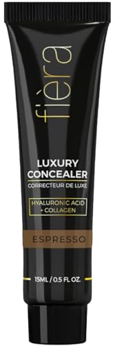 Fièra Luxury Concealer with Anti-Aging Ingredients - Full Coverage for Dark Circles, Wrinkles, Fine Lines, and Spots, Suitable for All-Day Wear, Perfect for Mature Skin - Espresso, 0.5 FL. OZ. / 15 ML