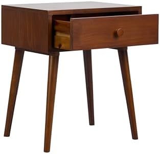 NTC Lux Solid Wood Nightstand with Drawer, Mid Century Modern Side Table Bedroom, Bedside Furniture, Night Stand, End Table, Easy Assembly - Dark Walnut