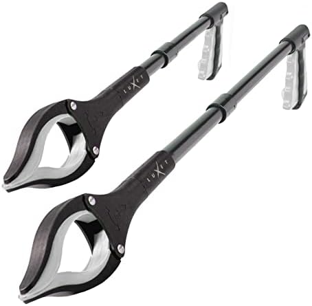 Grabber Reacher Tool - 2 Pack - Updated Version Long 19/32 Inch Foldable Pick Up Stick - Strong Grip Magnetic Tip Lightweight Trash Picker Claw Reacher Grabber Tool for Elderly Reaching, Luxet (Gray)