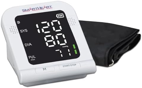 SmartHeart Blood Pressure Monitor | Wide-Range Upper Arm Cuff | Audible English Spanish Instructions and Results for Visually Impaired | 199-Reading Memory