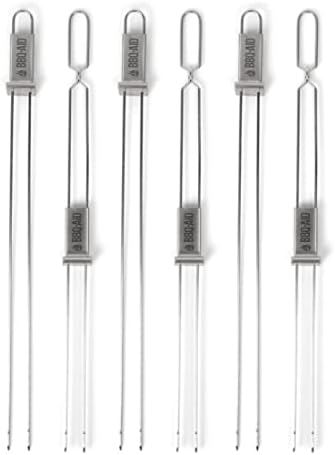 BBQ-AID Premium Barbecue Metal Skewers for Kabobs with Quick Release - Double Pronged, Stainless Steel Metal Skewers for Grilling - Kebab Skewers, Shish Kabob Skewers, Kabob Sticks, Veggies & More