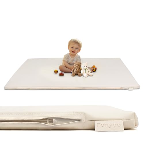 Padded 48" ×48" Baby Play Mat for Playpens, 1.2" Thick Foam Mat with Soft Vegan Leather, Baby Tummy Time Playmat for Floor, Fits 50" x50" Playpens