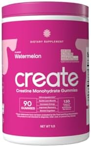 Create Creatine Monohydrate Gummies for Men & Women - Boost Focus, Strength, and Endurance, Anti-Melting Formula, Vegan, Gluten-Free, Non-GMO, 1.5 Gram Creatine per Gummy (Watermelon, 90 ct)