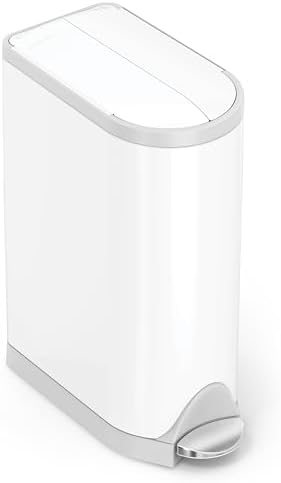 simplehuman Diaper Can with Odorsorb System (Odorsorb Pods and Odorsorb Liners), 18 Liter/ 4.8 Gallon, White Stainless Steel