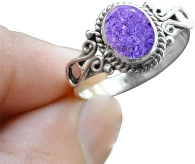 Elegance in Every Detail: Handmade 925 Sterling Silver Rings with 6x8 Oval Natural Gemstones (US Ring size 4, Amethyst)