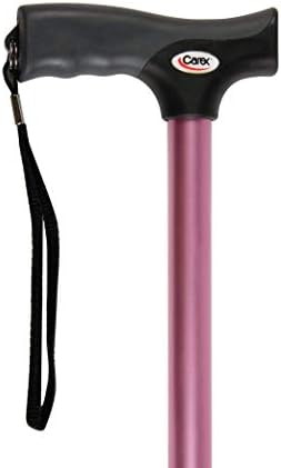 Carex Soft Grip Walking Cane - Height Adjustable Cane With Wrist Strap - Latex Free Soft Cushion Handle, Pink