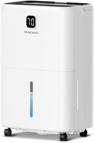 5500 Sq. Ft Dehumidifier for Basement with Drain Hose 80 Pints, VEAGASO Dehumidifiers for Home, Large Room, Bathroom, Bedroom, Three Modes, Intelligent Humidity Control, Dry Clothes, 24HR Timer