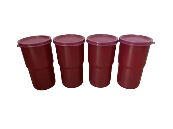 New Tupperware Tabletop Stacking Tumbler 12oz / 350ml Set of 4 in Dark Plum