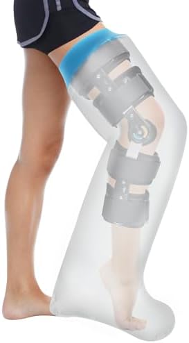Waterproof Extra Wide Full Leg Cast Cover for Shower Adults, Extra Large Full Leg Shower Cover, Watertight Silicone Foot Protector for Plus Size Adults Surgery Shower Boot