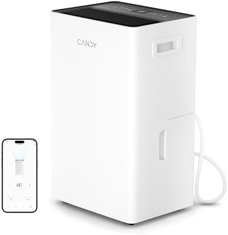 Candy 4500 Sq.Ft Dehumidifier for Basement,53 Pints Dehumidifiers for Home,Continuous/Sleep/Auto Mode,1.35 Gal Water Tank with Drain Hose,Portable & Wifi for Large Room,Bedroom,Bathroom,Garage,Laundry