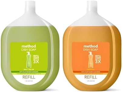 Method Liquid Dish Soap 2 Scent Variety Pack (Lime & Sea Salt + Clementine)