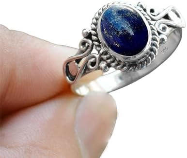 Elegance in Every Detail: Handmade 925 Sterling Silver Rings with 6x8 Oval Natural Gemstones (US Ring size 4, Amethyst)