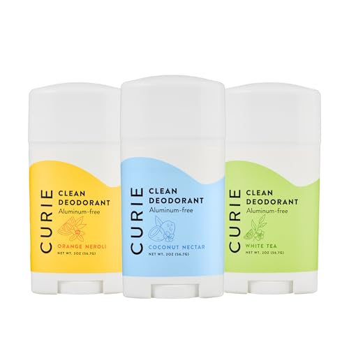 Curie Aluminum Free Deodorant - OG Stick Variety Pack - Natural Deodorant, Paraben Free, Cruelty Free, Vegan - Coconut Nectar, Orange Neroli, and White Tea (3pk)