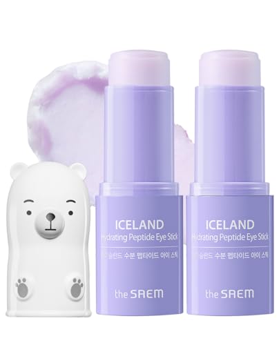 THESAEM Iceland Hydrating Peptide Eye Stick 0.24oz - Elasticity, Cooling, Moisturizing Eye Balm for Loose Skin – Under Eye Treatment - Balm to Smooth Skin Texture - Daisy Flower Scent, 2 Pack
