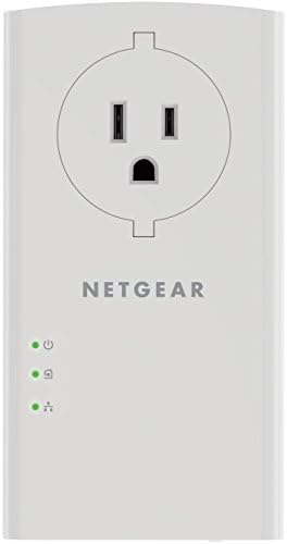 NETGEAR Powerline adapter Kit, 2000 Mbps Wall-plug, 2 Gigabit Ethernet Ports with Passthrough + Extra Outlet (PLP2000-100PAS), White