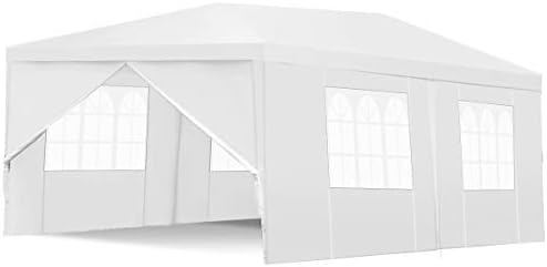 TANGKULA Outdoor Tent 10x20, White Party Wedding Tent Canopy with Removable Sidewalls, Portable Canopy Shelter Tent Pavilion for Market, Outside Tents for Events, Backyard