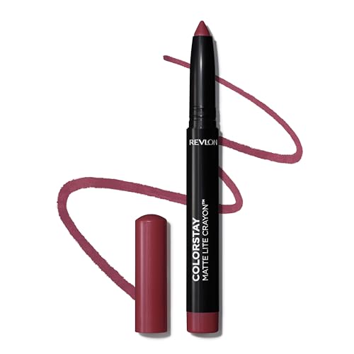 REVLON ColorStay Matte Lite Crayon Lipstick with Built-in Sharpener, Smudge-proof, Water-Resistant Non-Drying Lipcolor, 011 Lifted, 0.049 oz