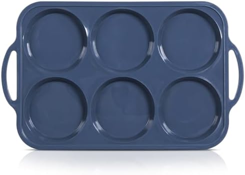 4 Inch Jumbo Silicone Muffin Top Pan with Metal Frame, Non Stick Silicone Egg Mold for Oven, Large Whoopie Pie Baking Pan with Handle for English Breakfast Sandwich, Egg Bite, Bun Tart, Grey