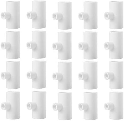 20 Pack Chicken Waterer PVC Tee Fittings - Fully Automatic for Threaded Chicken Waterer Nipples/Cups/Feeders/Poultry Water Drinker, White