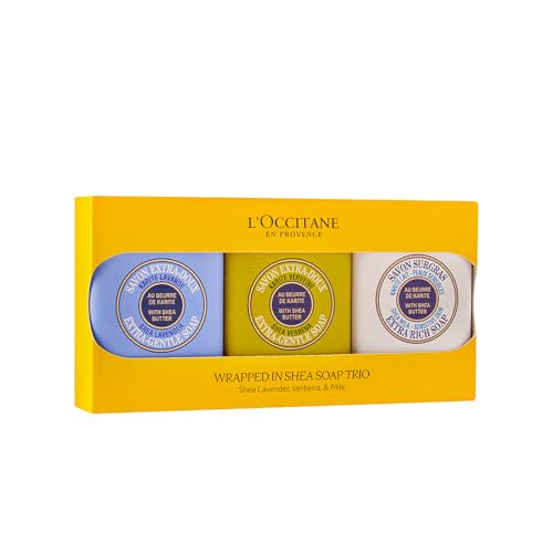 L'OCCITANE Shea Butter Extra-Gentle Hand & Body Soap Bar, Cleanses & Softens Skin, Moisturizing, Soothing Scents, Non-Drying, Vegan