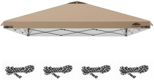 10x10ft Replacement Canopy Top with Air Vent, Waterproof & UV Protection Canopy Tent Top Cover for Straight Leg Canopy Frame - for Outdoor, Patio, Event, Trade Show (Khaki, 10x10ft)