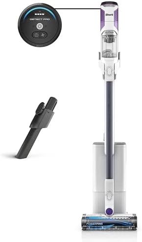 SHARK IW3525Q Detect Pro Auto-Empty System - Lightweight Cordless Stick Vacuum for Pet Hair with HEPA Filter, Odor Neutralizer, Portable Handheld, Charging Dock, Tools (Renewed) (White + Purple)