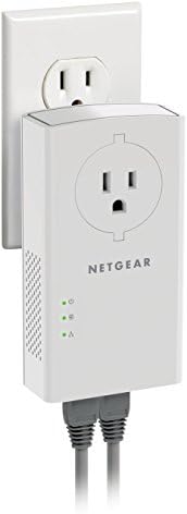 NETGEAR Powerline adapter Kit, 2000 Mbps Wall-plug, 2 Gigabit Ethernet Ports with Passthrough + Extra Outlet (PLP2000-100PAS), White