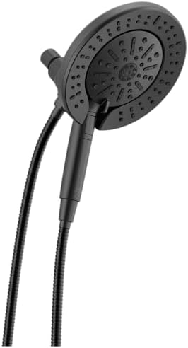 Delta Faucet 6-Setting In2ition 2-in-1 Dual Shower Head with ProClean Spray, Matte Black Round Shower Head with Hose, Hand Held Shower Head, Matte Black 75655BL