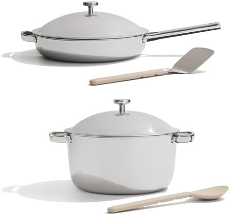 Our Place Titanium Pro Cookware Duo – Always Pan & Perfect Pot with Nonstick No-Coating Technology | Tri-Ply Titanium & Stainless Steel | Safe for Oven, Induction & All Cooktops up to 1000°F | Chrome