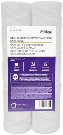 Whirlpool 10" x 2.5" String Wound Whole House Water Filters, NSF Certified 5-Micron Filtration Reduces Sediment for Well Water, WHKF-WHSW, 2-Pack