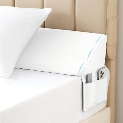 King Bed Wedge Pillow for Headboard, Bed Gap Filler, Triangle Pillow Wedge for Headboard Gap, Bolster Pillows for Beds, Anti-Slip Mattress Wedge Gap Filler, 76"×10"×6", White